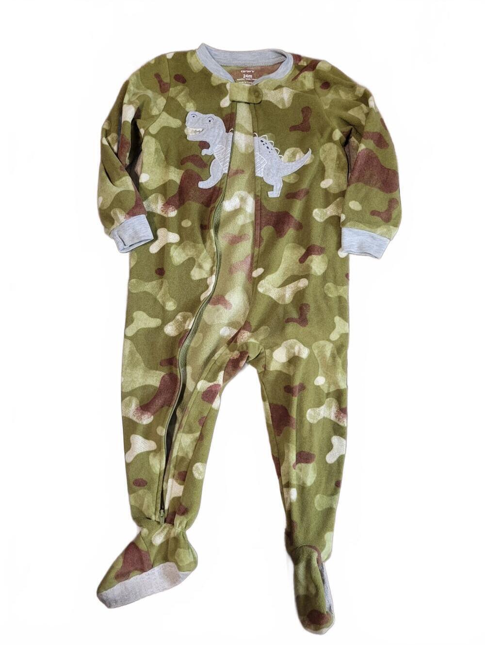 Baby Boy Fleece Camo Dinosaur Zipper Footie Pajama Size 24 Months